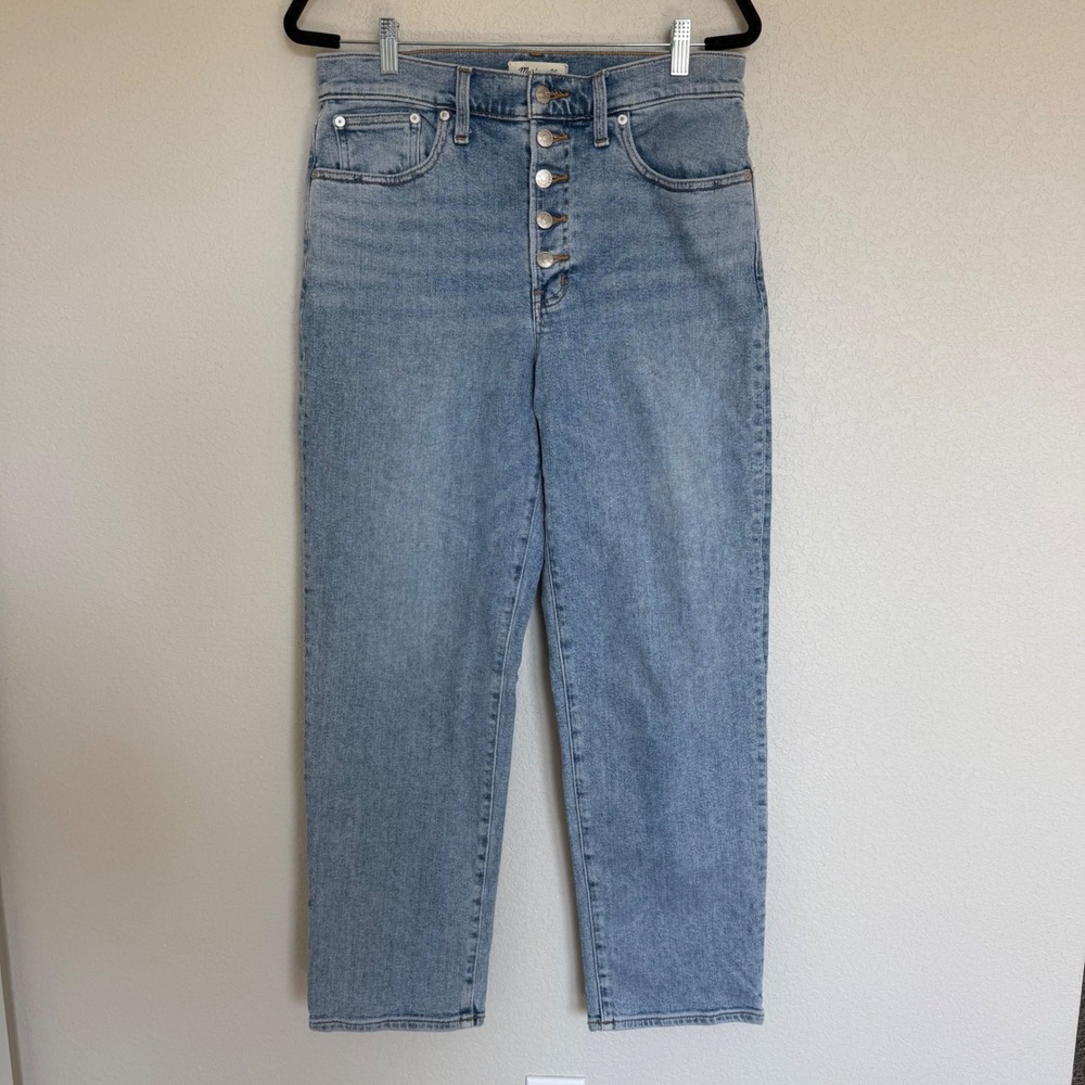 Madewell The Perfect Vintage Straight Jeans Light Wash Denim Button Fly Size 29